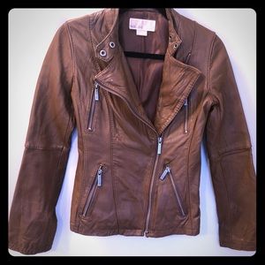 Michael Kors Brown Leather Jacket Size XS